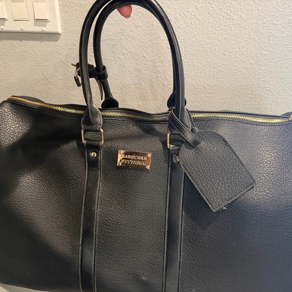Handbags - Black Weekender Travel Bag with Gold Hardware